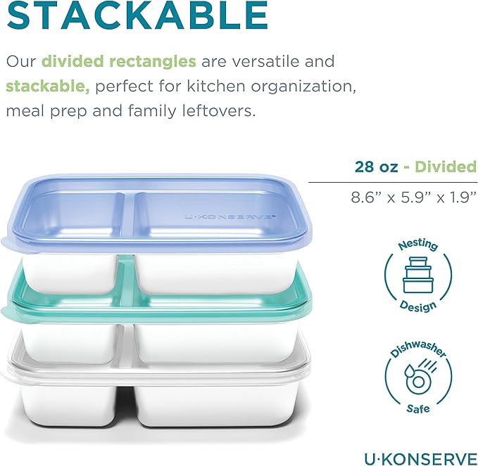 U-Konserve 28 oz Divided 2-Section Stainless Steel Container Teal