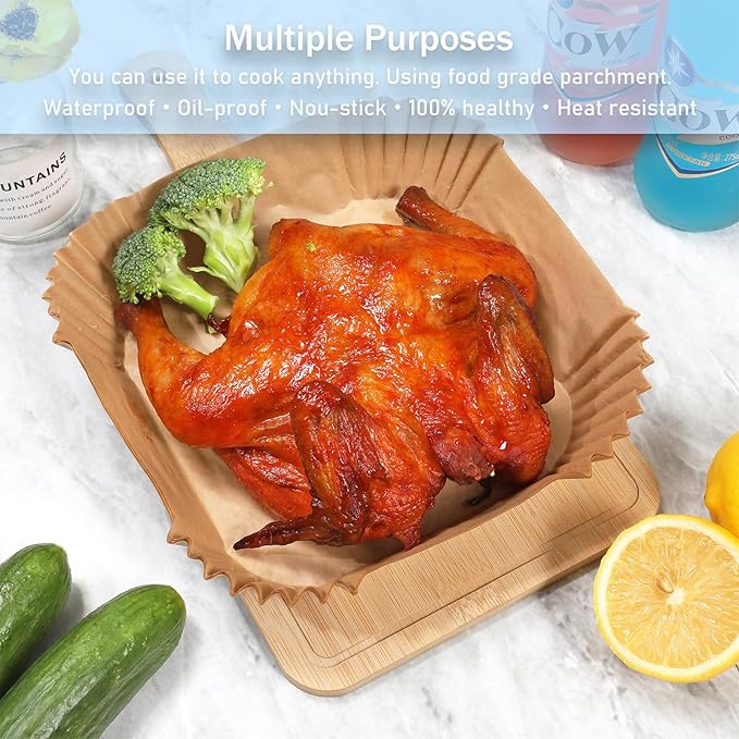 Air Fryer Liners Disposable,6.5in 100 PCS Square Parchment Paper For Baking