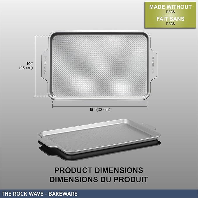 Starfrit The Rock Wav 9" Non-Stick Square Baking Pan, Carbon Steel, Grey