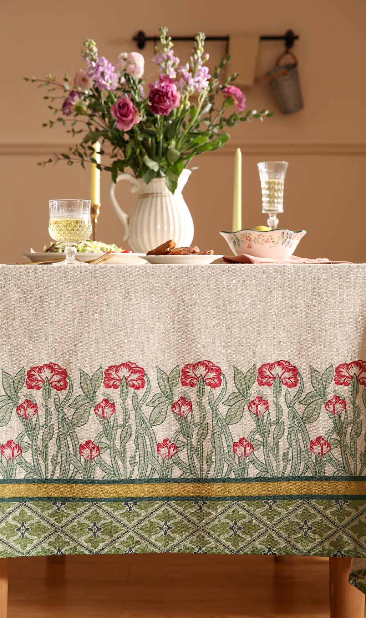 patdrea Vintage French Linen Tablecloth,Square,55"x55"-Cecilia D