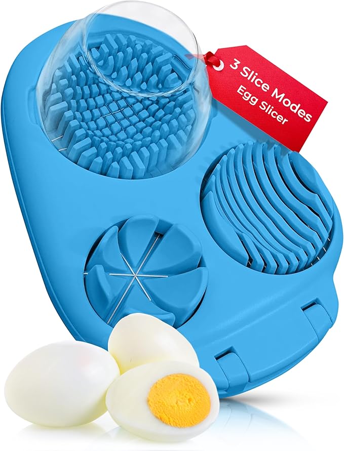 Egg Slicer for Hard Boiled Eggs - 3 Slice Modes Egg Cutter, Dicer, Chopper