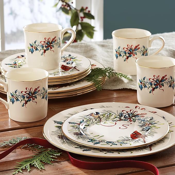 Lenox Winter Greetings Christmas 12-Piece Dinnerware Set with Mugs