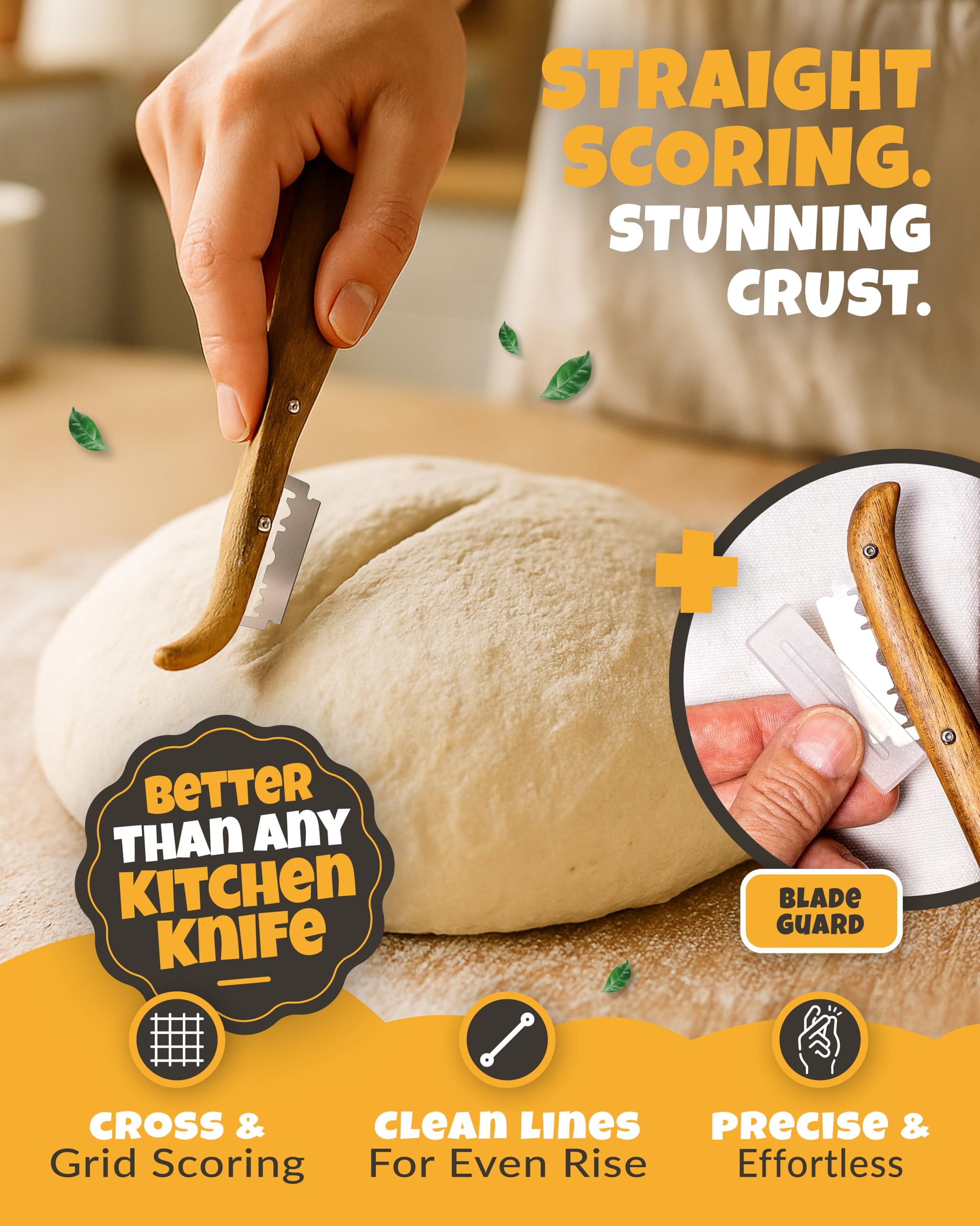 CRUSTLOVE Bread Lame 2-Piece Set for Controlled Dough Scoring with 5 Blades
