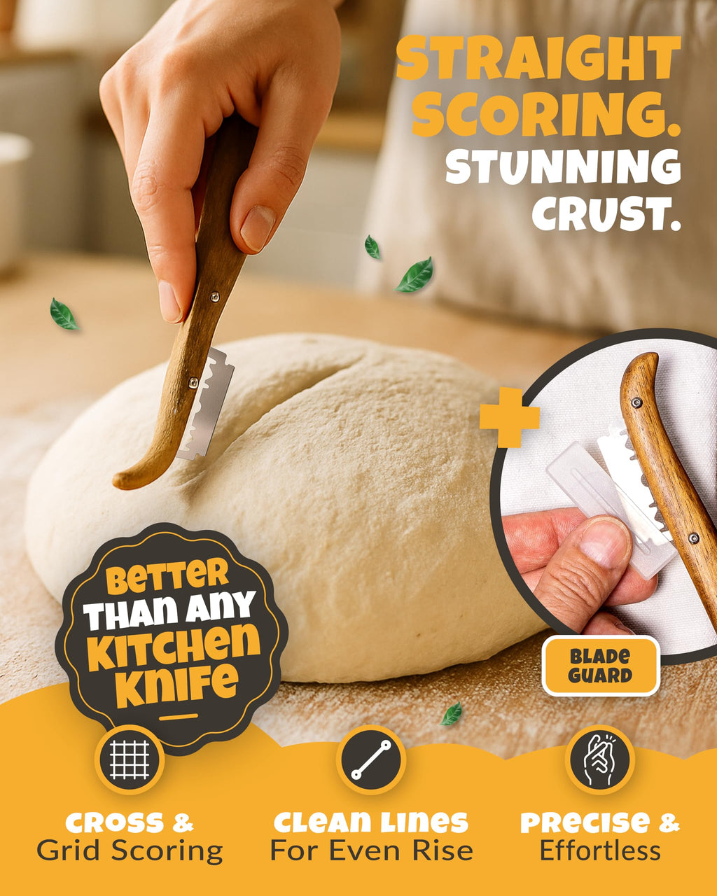CRUSTLOVE Bread Lame 2-Piece Set for Controlled Dough Scoring with 5 Blades