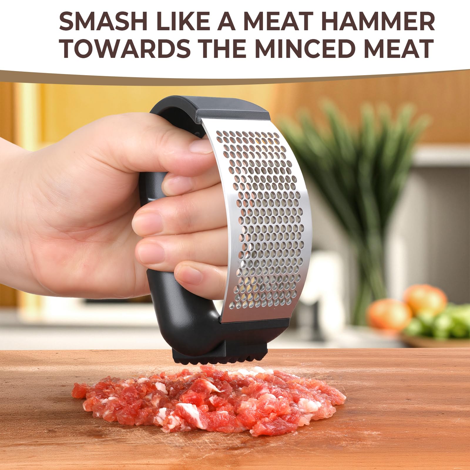 Kebley Garlic Press Rocker Stainless Steel Garlic Crusher, Mincer and Chopper with Peeler and Scraper,brush, Easy Kitchen Gadget for Effortless Smashing