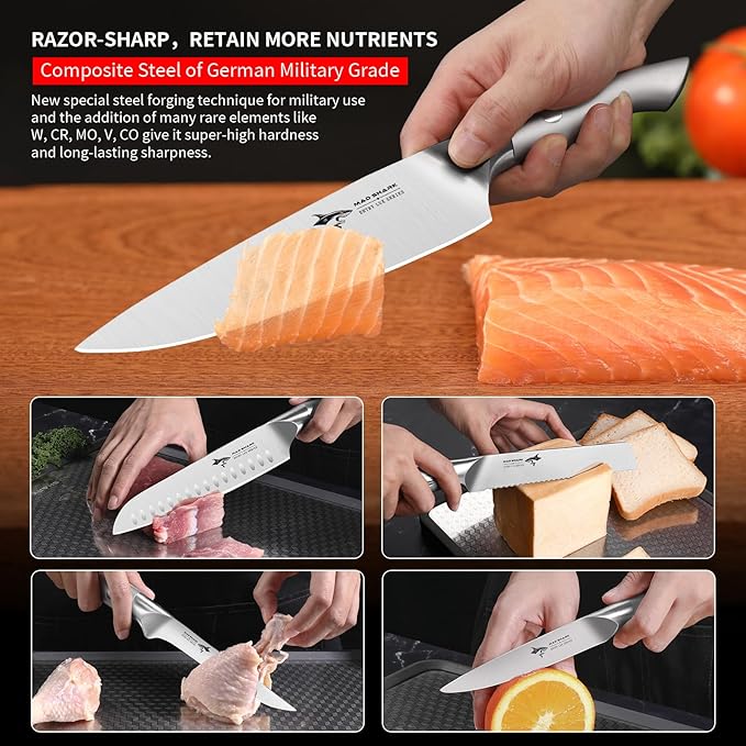 MAD SHARK Kitchen Knife Set,5PCS High Carbon Stainless Steel Chef Knife Set