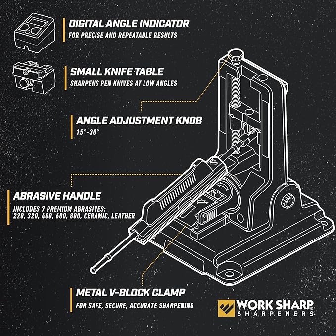 Work Sharp Professional Precision Adjust Knife Sharpener Kit - Complete Sharpening System for Kitchen, Pocket & Hunting Knives - Premium Angle-Guided Sharpening