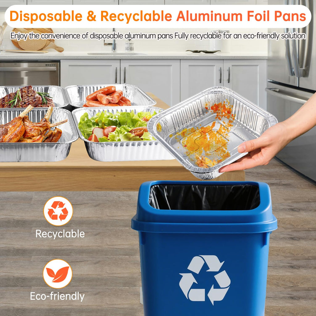Ezsart 10 Pack 8x8 Aluminum Pans with Lids, 8x8 Foil Baking Pans with Lids