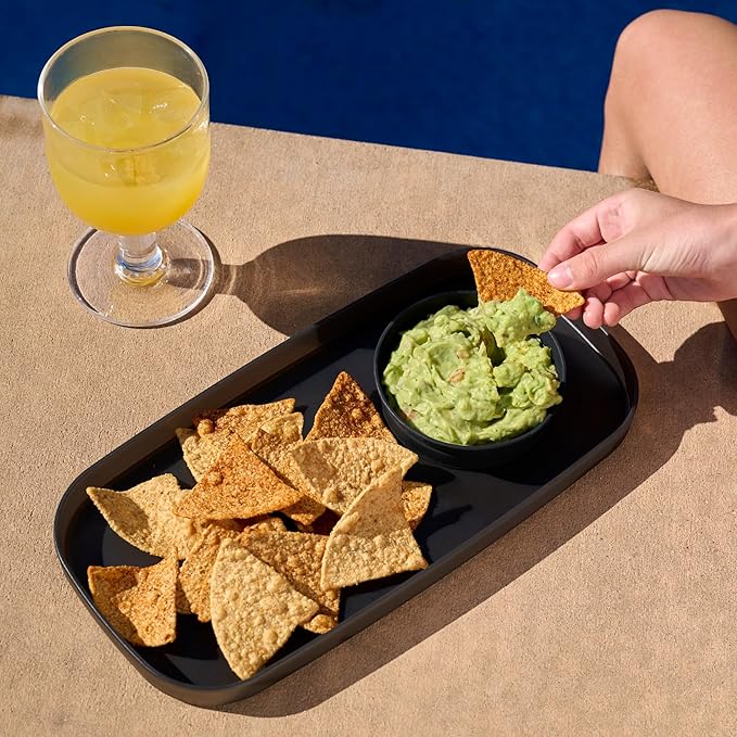 madesmart dipware Small Serving Plate, Stackable & Removable Dip Bowl for Salsa, Queso, Salad, Olives, Dishwasher & Microwave Safe, Multipurpose Plate & Bowl, Red