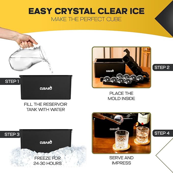 Clear Ice Ball Maker - Round Ice Cube Mold, 8 Spheres, 2-Inch by CUBARO