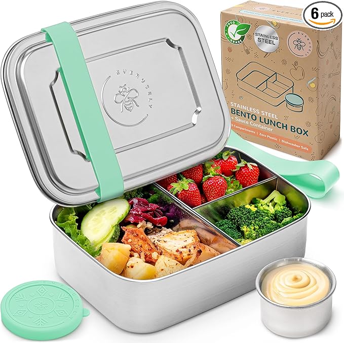 Stainless Steel Bento Box + Condiment Container - Green, 47oz / 1.4 L