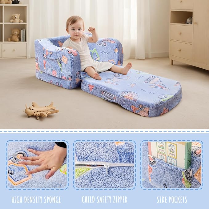 aodisman Thick Comfy Kids Chair and Couch,Foldable Plush Sofa with Pocket