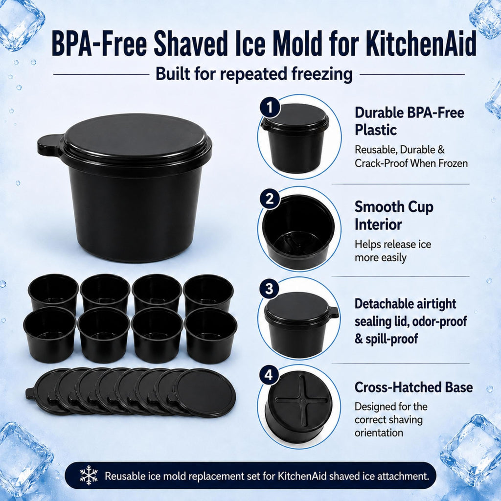 8 PCS Ice Molds Accessory for KitchenAid Shaved Ice Attachment,BPA-Free