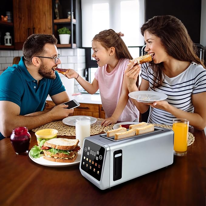 Long Slot Toaster 4 Slice, Touch Screen LED Display, 1.5” Extra Wide Slots