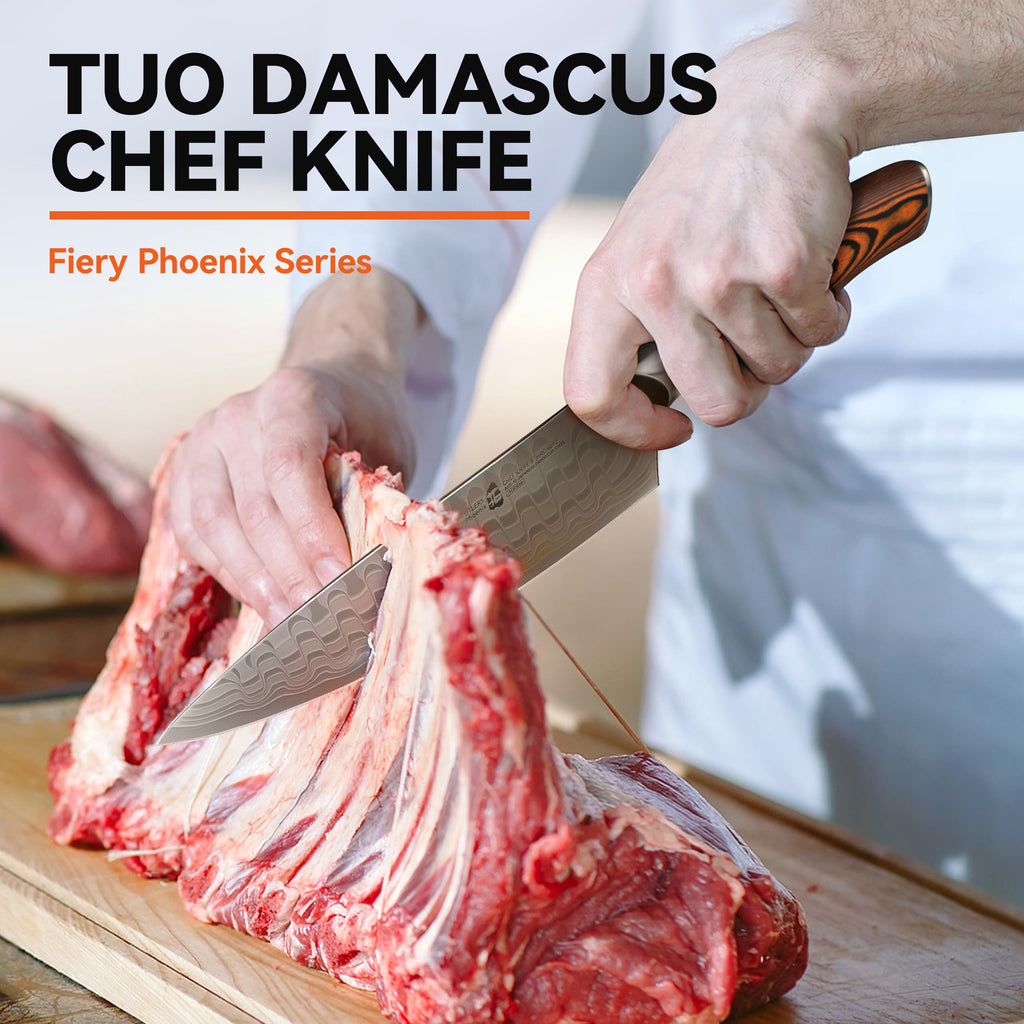 TUO 8" Chef Knife in Japanese Steel AUS-10, 67 Layers Damascus Kitchen Knife, High Carbon Steel Blade with Dragon Pattern & Pakkawood Handle