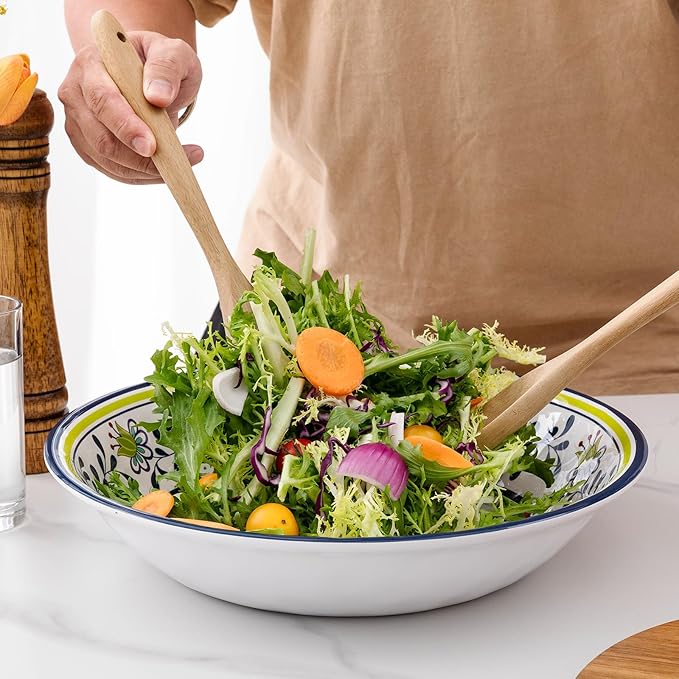 ZAROCRUS Talavera Melamine Large Serving Bowl, 13.75" x 2.75" Mixing, Pasta Serving Bowls set of 2,100% Melamine Soup Bowl Salad Bowl Fruit Bowls,Lightweight and Unbreakable…