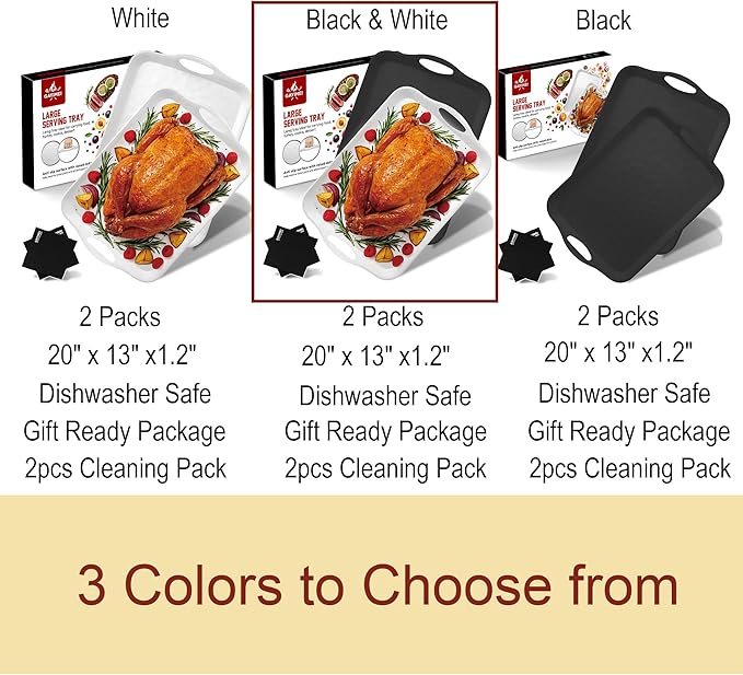 Extra Large 20" x 13" Serving Platters for Turkey, Party Entertaining