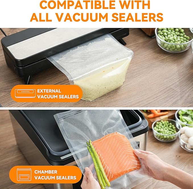 Vacuum Sealer Bags for Food, Quart 8″x 12″,Pint 6″×10″100 Pcs,BPA Free