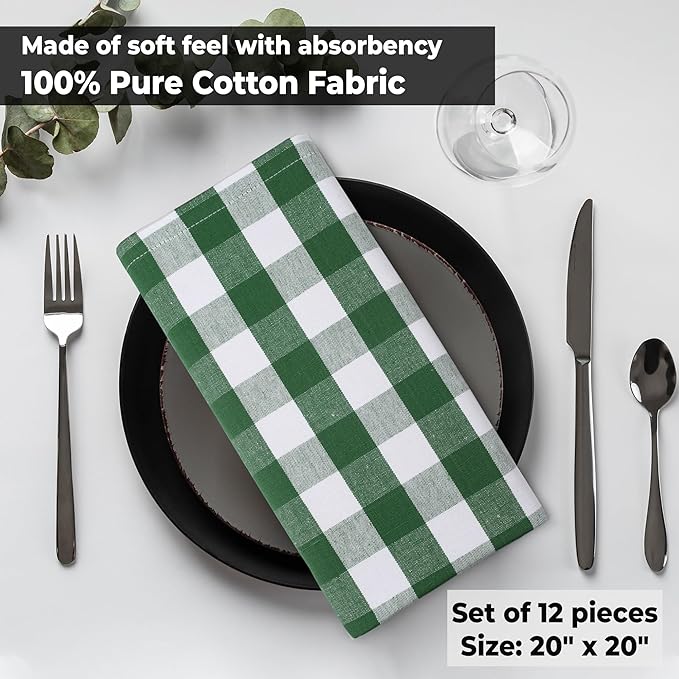 Urban Villa Cloth Napkins Cotton 20x20 (Set of 12) Hunter White