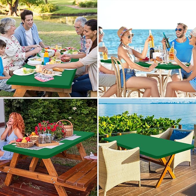 homing Rectangle Table Cloth Cover, Water-Resistant Polyester Elastic Fitted Tablecloth, Fits for 5 Foot Folding Tables, Washable Table Protector for Picnic, Camping, Outdoor (Hunter Green, 30" x 60")