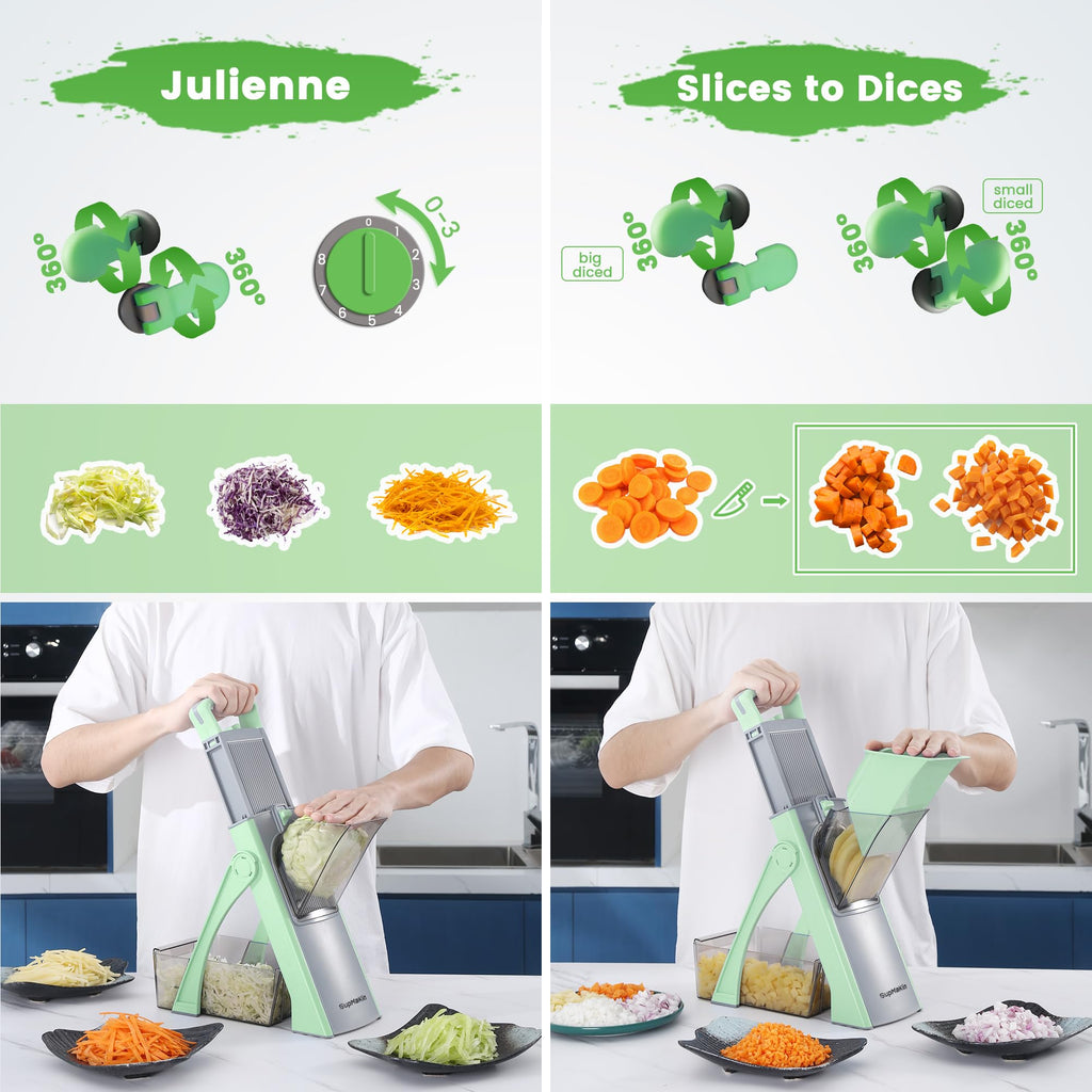 SupMaKin Safe Mandoline Slicer Plus for Kitchen Adjustable Vegetable Slicer