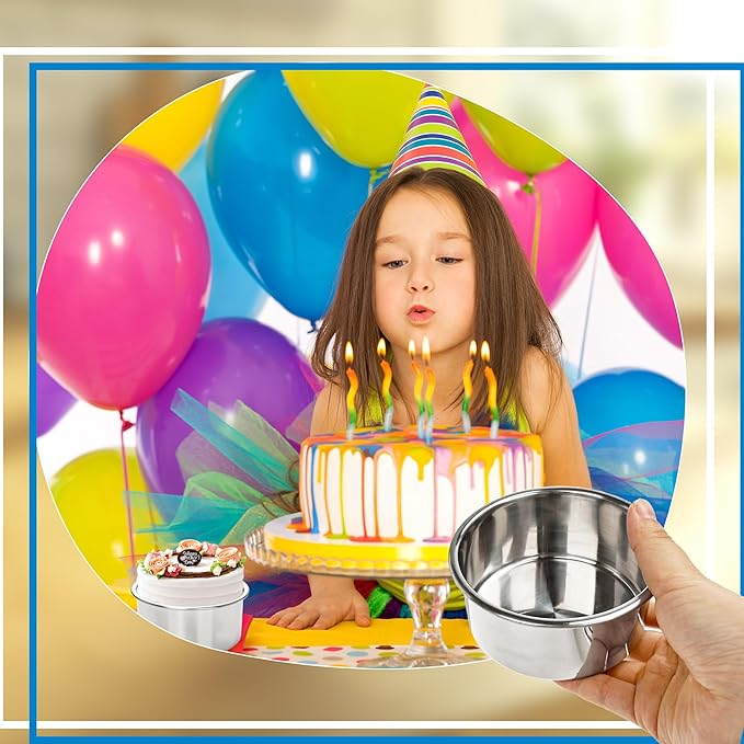 Norcoin 9 Pack 4 Inch Cake Pan Set with 100 Easy Lift Paper Liners Mini Round Cake Pan Stainless Steel Baking Pans for Oven Birthday Wedding Party Dishwasher Safe