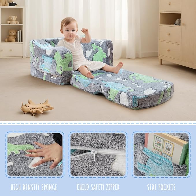 aodisman Thick Comfy Kids Chair and Couch,Foldable Plush Sofa with Pocket