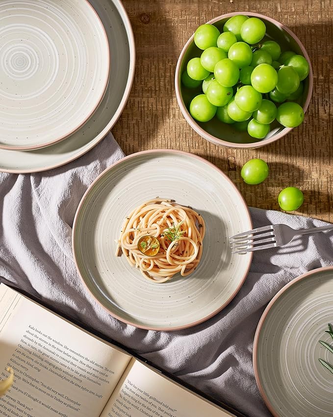 Famiware Meteor 12-Piece Stoneware Dinnerware Set, Matcha Green