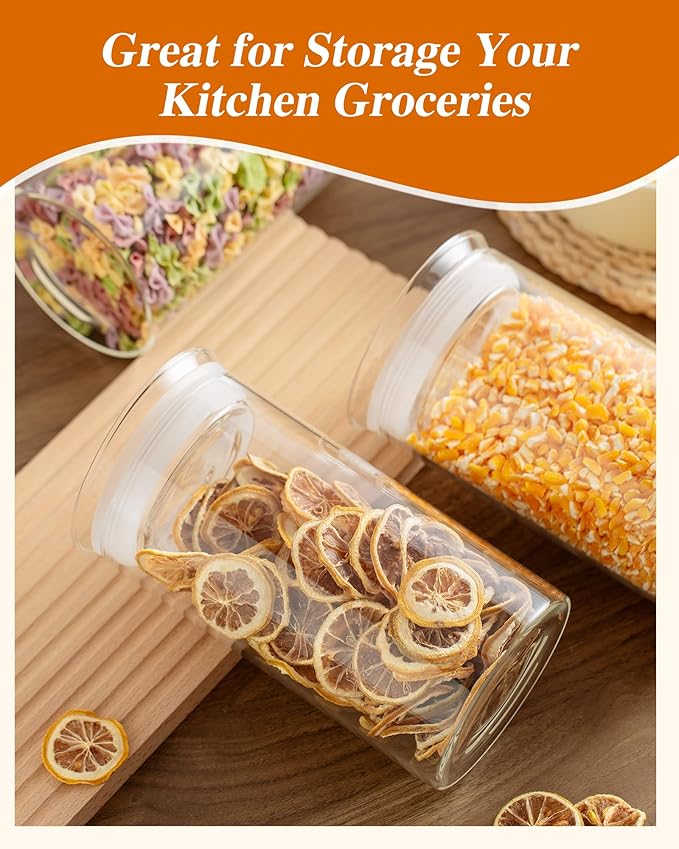 ZENS Glass Canisters with Airtight Lids, Set of 2 50oz Tall Storage Jars