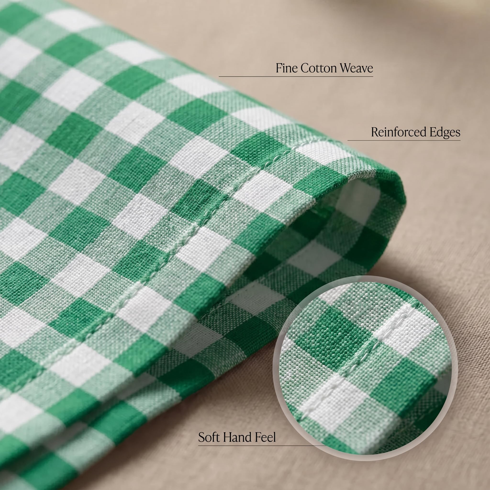 Urban Villa Cloth Napkins Cotton 20x20 (Set of 12) Hunter White