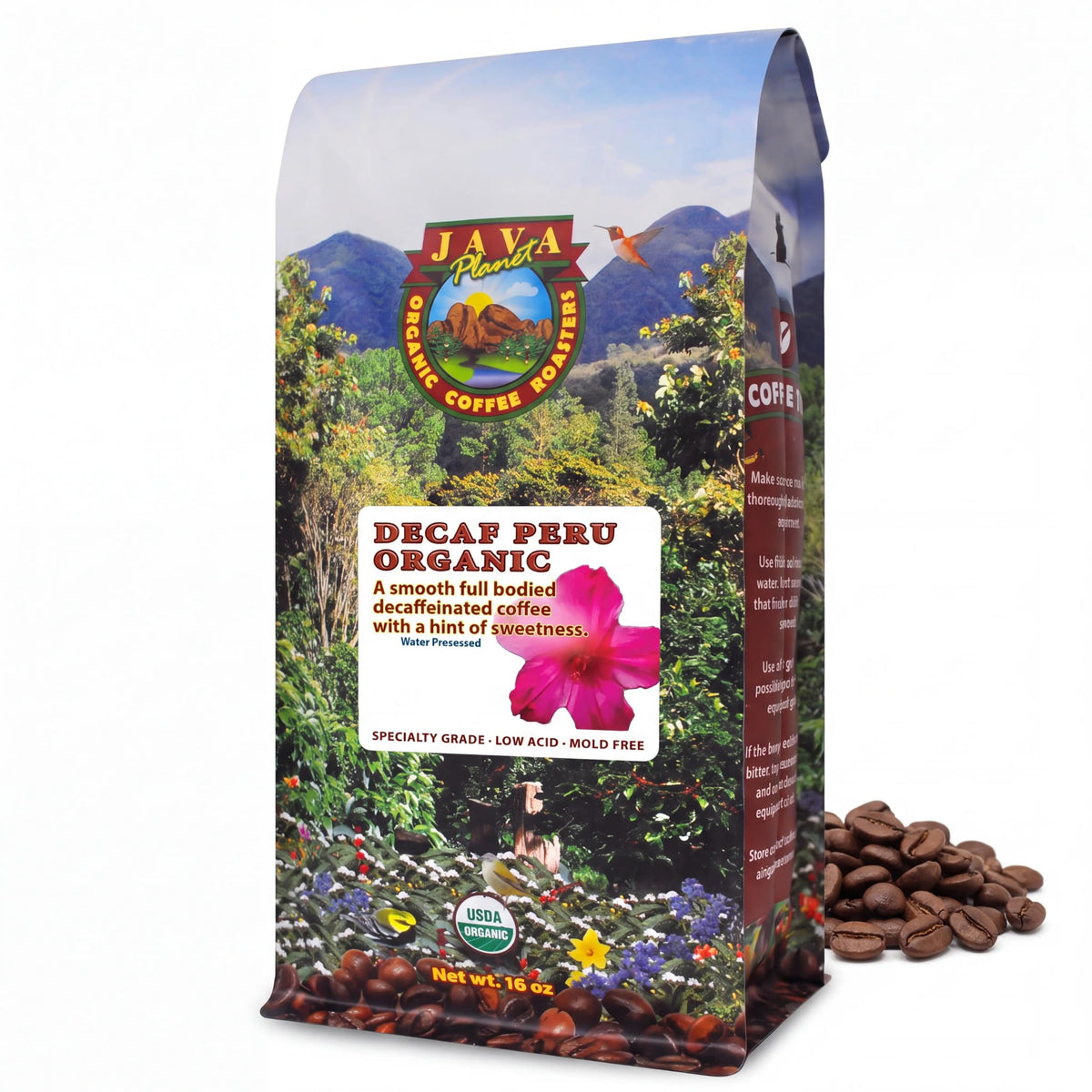Java Planet Low Acid Organic Whole Bean Coffee, Papua New Guinea, 16 oz