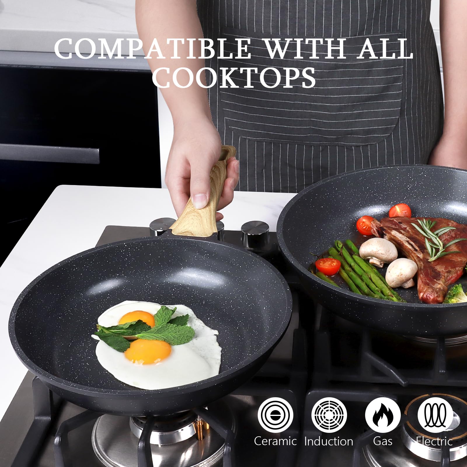 GiPP Ceramic Nonstick Frying Pan - 10 Inch Healthy Non-Toxic Non Stick Skillet Omelette Pans, Induction Compatible Chef Pan, PFAS & PFOA-Free, Dishwasher Safe, Stay Cool Handles Visit the Store