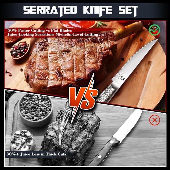 DRAGON RIOT 2-Piece Japanese Stainless Steel Steak Knife Set | Japanese Stainless Steel, Serrated Edge, For Steak and Everyday Table Dining