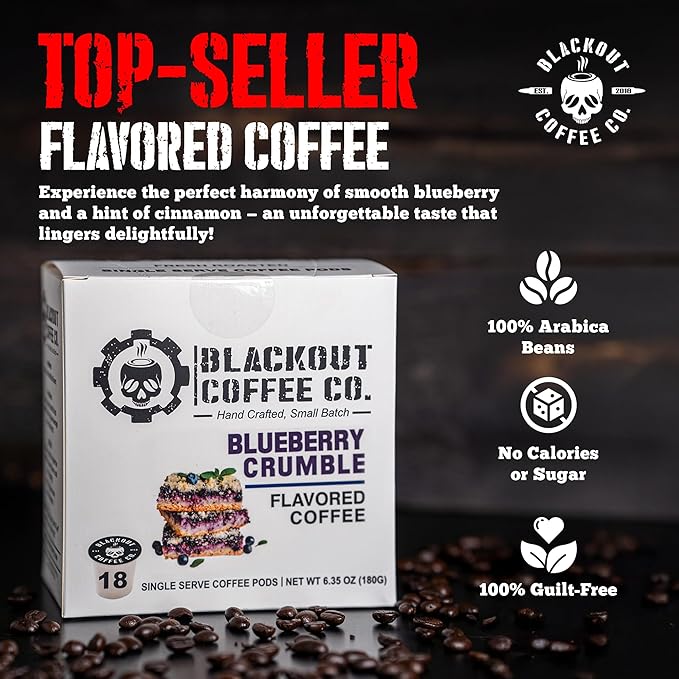 Blackout Coffee Blueberry Crumble Coffee Pods, Medium Roast, 18 Count