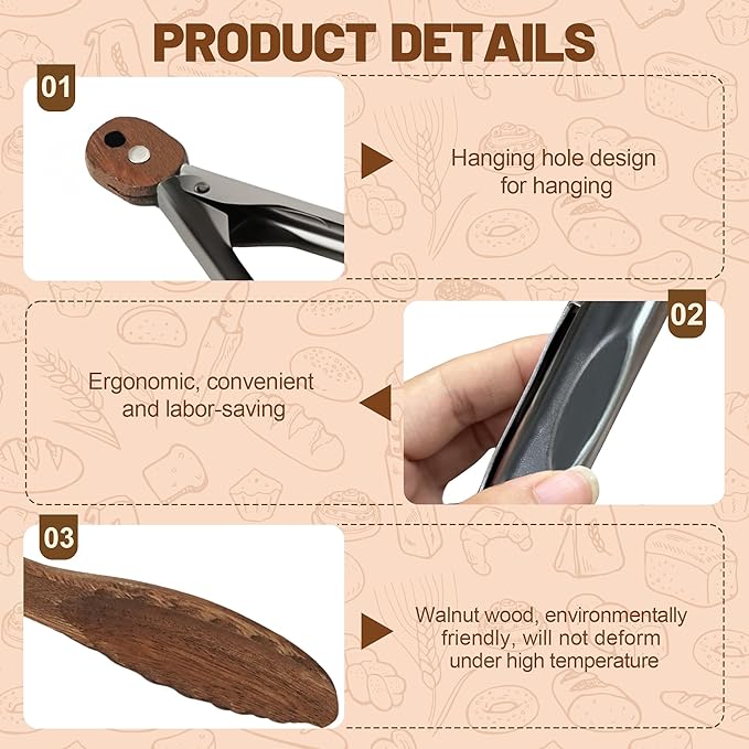 Wooden Cooking Tongs, 12 Inch Walnut Tips Heat Resistant Grilling