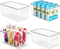 YIHONG 4 Pack Clear Storage Bins, Pantry Organizer Bins with Handle, Small