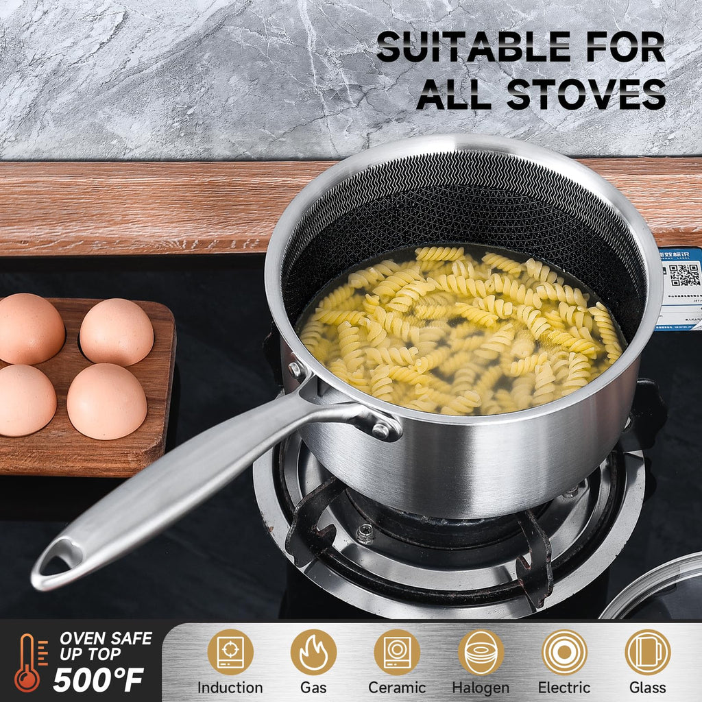 LOLYKITCH Hybrid Non-Stick Saucepan Set of 2 | 1.5QT & 2.5QT Sauce Pots