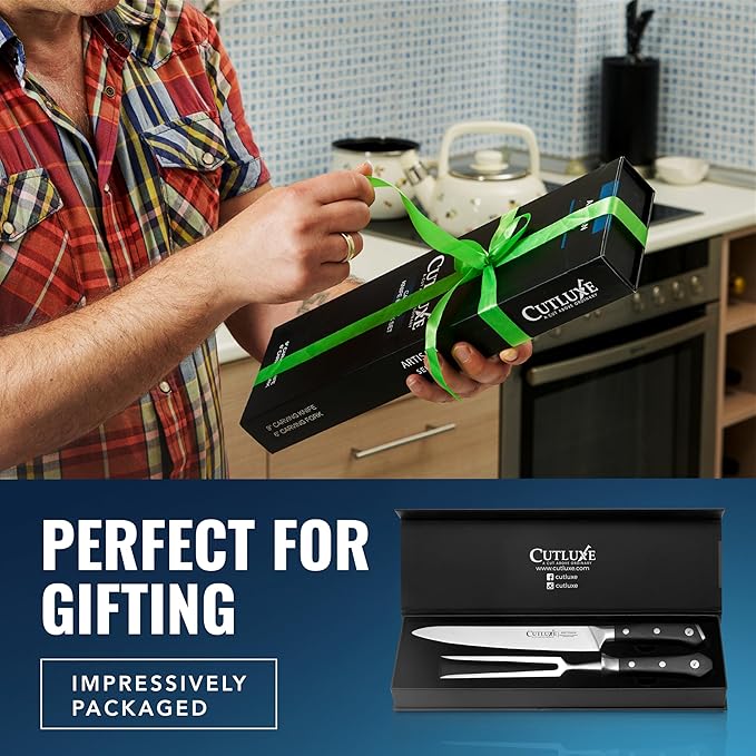 Cutluxe Turkey Carving Knife Set – Carving Fork & Knife for Meat & BBQ