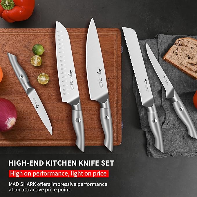 MAD SHARK Kitchen Knife Set,5PCS High Carbon Stainless Steel Chef Knife Set