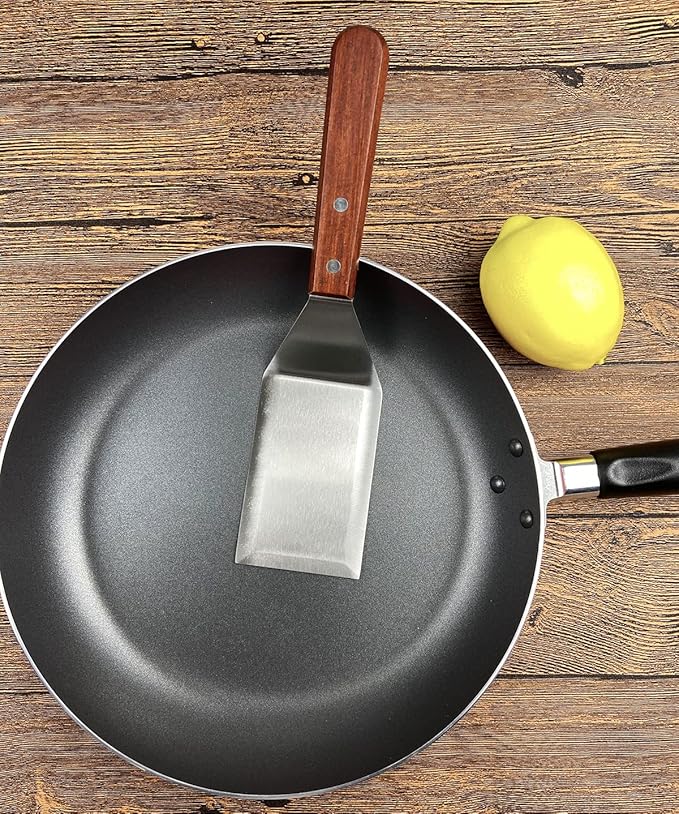 KLAQQED Metal Spatula for Cast Iron Skillet Grill Stainless Steel Spatula for Burger, Fish Turner Griddle Spatula, Spachulas Egg Flipper, Flat Top Metal Spatula for Cooking BBQ