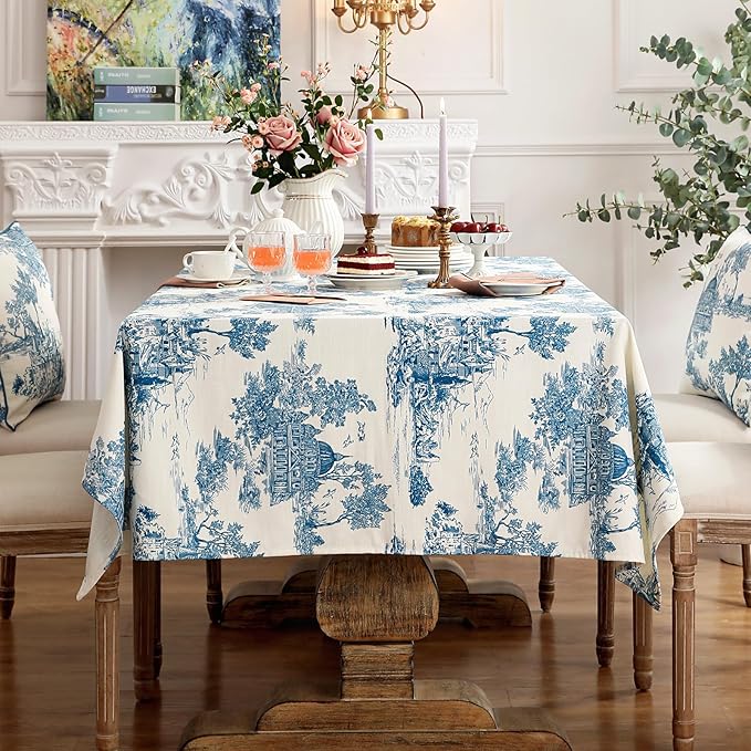 patdrea Elegant French Linen Tablecloth,Square,67"x67"-Lucerne A