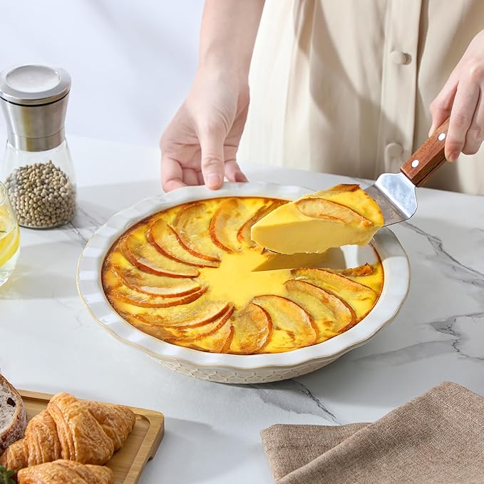MALACASA Stoneware Pie Dish, 9 Inch Quiche Baking Dish Embossed