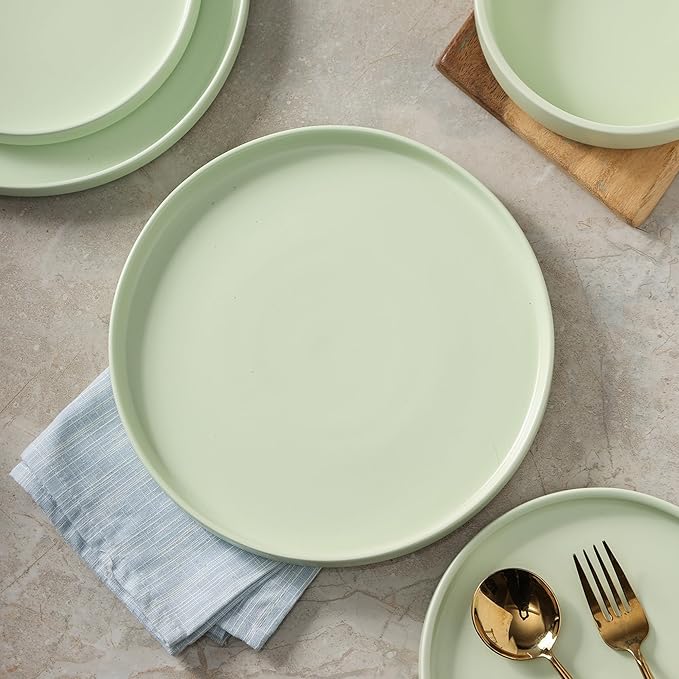 Stone Lain Stella Dinner Plate 6-Piece Set, Round, Porcelain, Lime Green