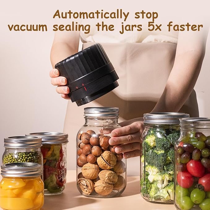 HTPOW Automatic Mason Jar Vacuum Sealer, One-Touch for Food Storage