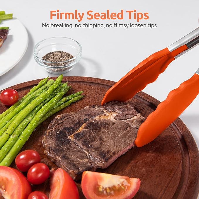 U-Taste Kitchen Tong for Cooking, 600ºF Heat-Resistant Tps, 7in/Orange
