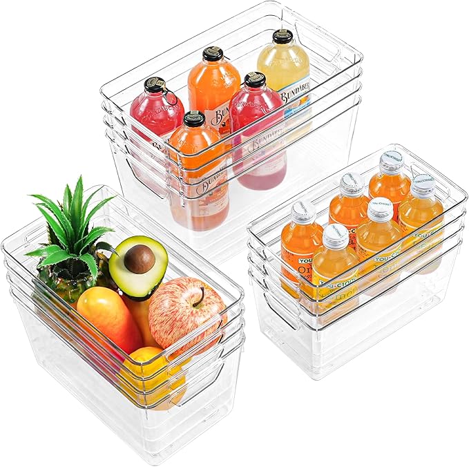 Freebat 12 Pack Pantry Organization and Storage,Clear Plastic Storage Bins