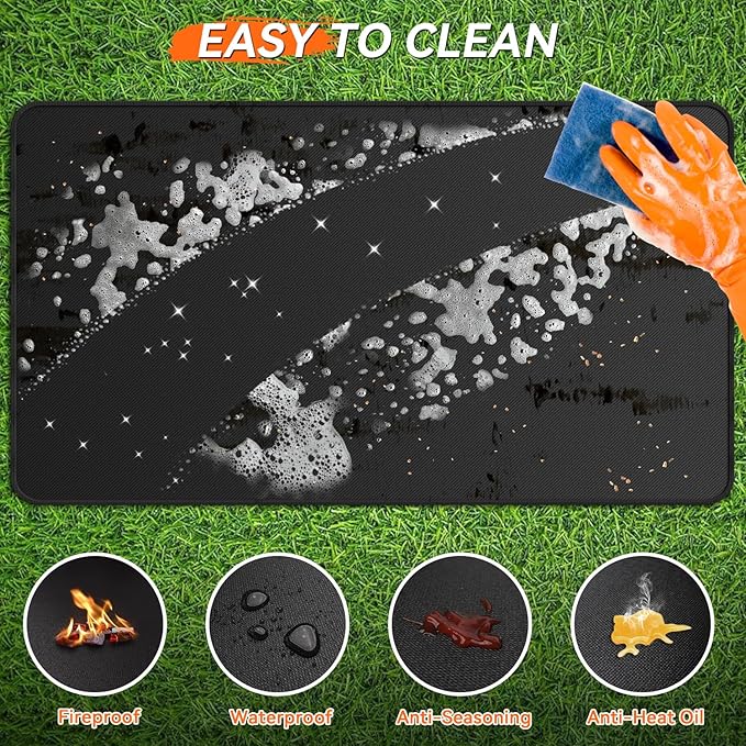 rumlick 48x30 inches Large Under Grill Mats for Blackstone, Double-Sided Fireproof Outdoor Grill Protective Mat, Oilproof Waterproof BBQ Fire Pit Fireplace Mat