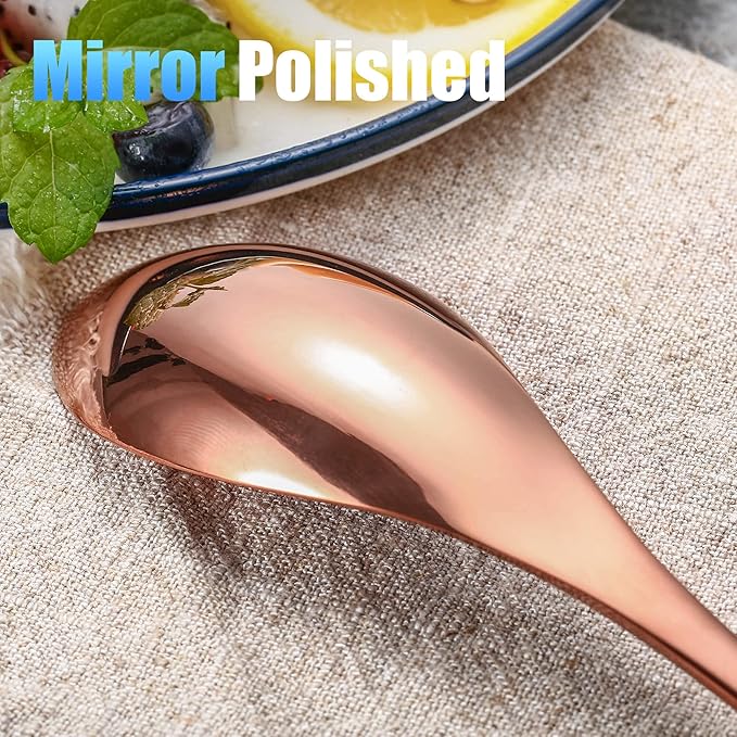 Lemeya 24 Pieces Rose gold Silverware Set for 6,Heavy Duty 18/10 Stainless Steel Flatware Set with Forged Stand Knife,Modern Cutlery Utensil Set,Mirror Polished,Dishwasher Safe