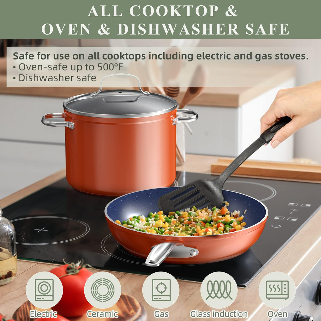 Nuwave Healthy Duralon Blue Ceramic Nonstick Coated 9pc Cookware Set
