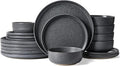 Famiware Milkyway 18-Piece Stoneware Dinnerware Set, Matte Dark Charcoal